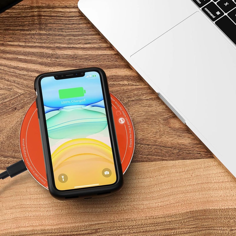 APEKX Warm Cup Coffee Mug Warmer Set - Smart Stable Constant Temperature 131°F, 15W Wireless Charging, 12.8 oz Capacity - Supports USB-C Interface, Automatic Power On/Off Function (4 H). (Tangerine) - Image 2
